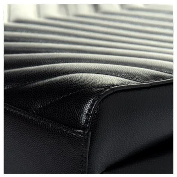 YSL Grain De Poudre Matelasse Chevron Medium Tribeca Shopping Bag Black 🖤 - Picture 9 of 13